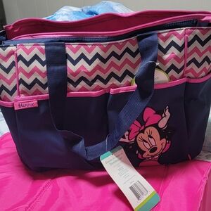 Minnie Mouse Navy & Pink Chevron Tote Bag